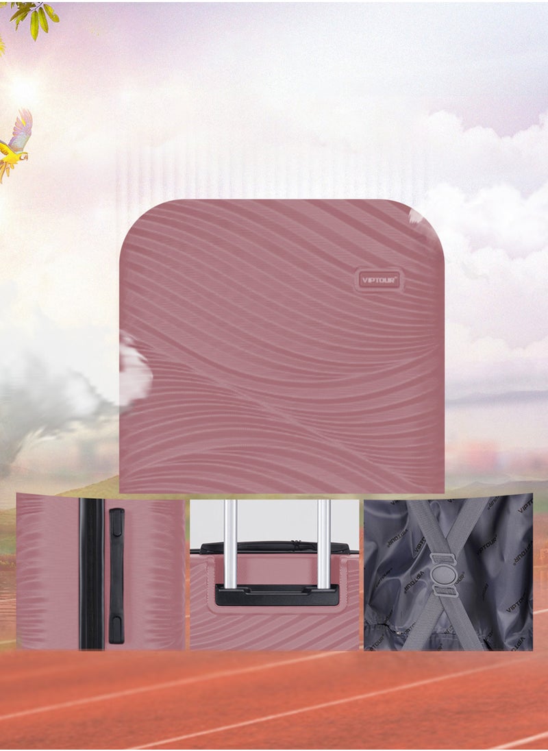VIPTOUR - ABS Hardside 3-Piece Trolley Luggage Set, Spinner Wheels with Number Lock 20,24,28 Inches Rose Pink - Image 1