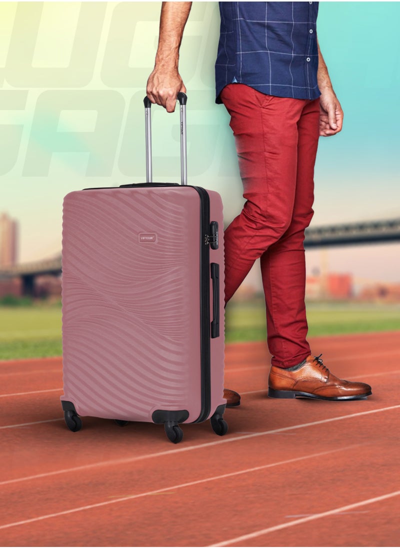 VIPTOUR - ABS Hardside 3-Piece Trolley Luggage Set, Spinner Wheels with Number Lock 20,24,28 Inches Rose Pink - Image 1