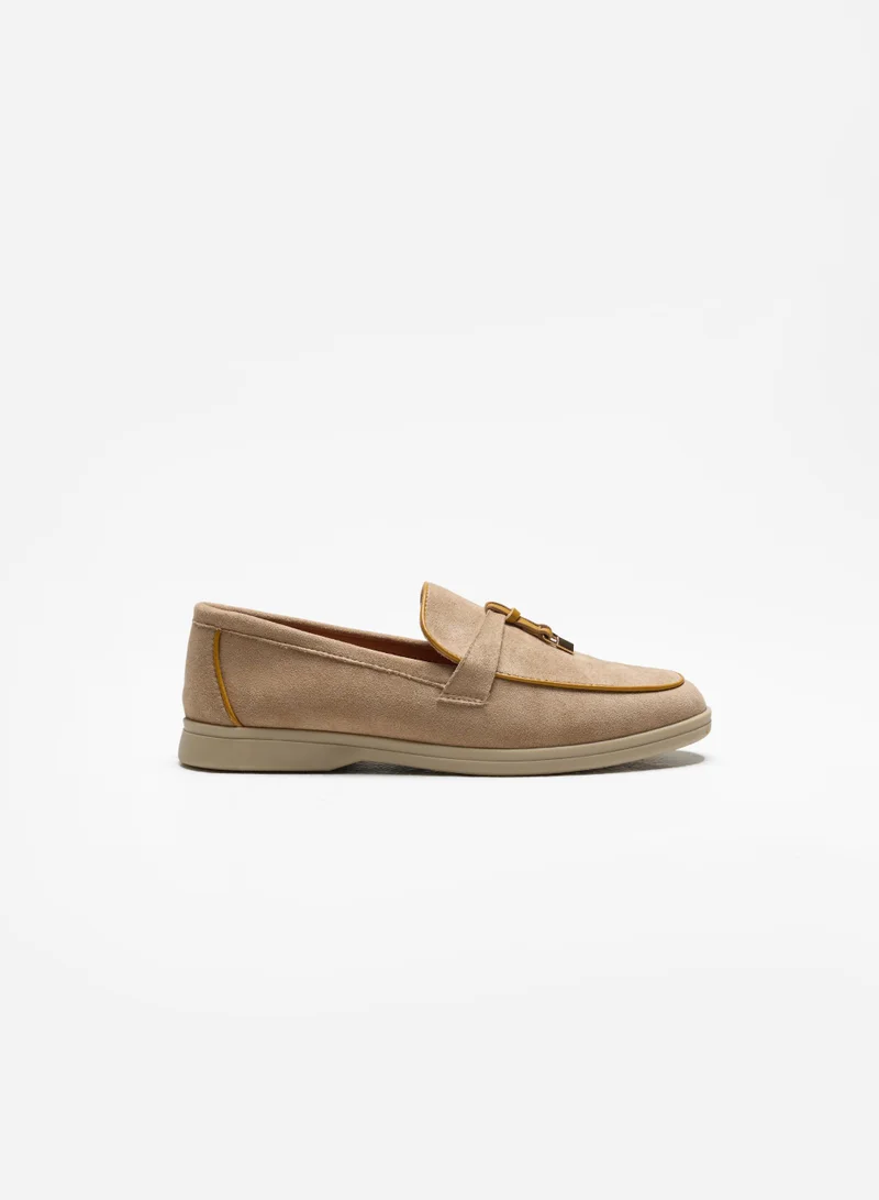 Sunfere Elegant Suede Loafers with Metal Bit Detail & Contrast Stitching
