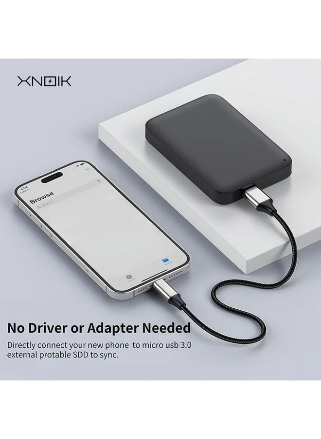 2025 Upgraded Micro B To USB C Cable 50cm High Speed 5 10W Power Delivery For PC Laptop - Image 5