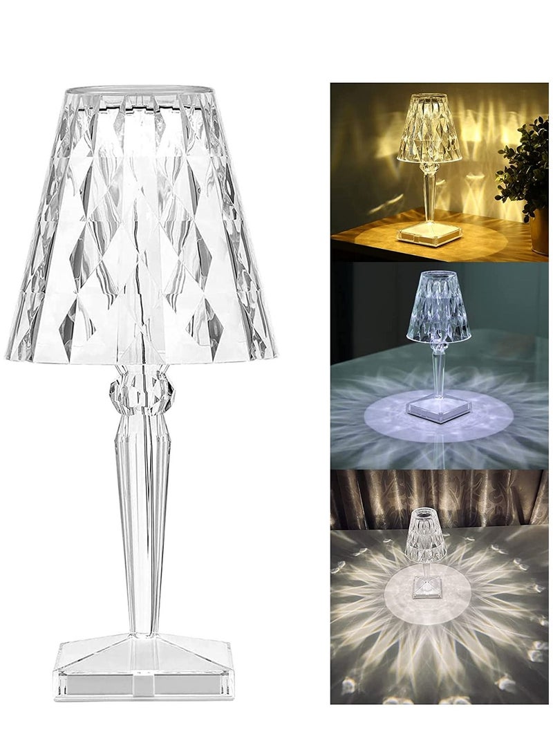 Crystal Table Lamp, LED Night Light Bedside Lamp with USB Charging Port,Acrylic Touch Control Crystal LampDecoration Desk Nightstand Lamps,Decorative Lamp for Living Room Bedroom - Image 1