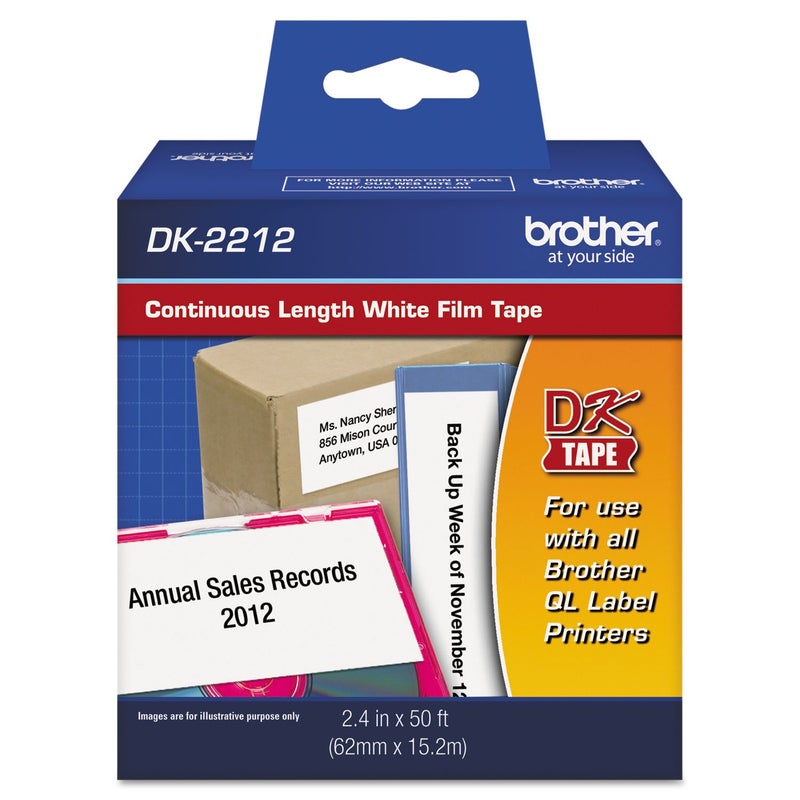 Brother Genuine DK-2212 Continuous Length Black on White Film Tape for Brother QL Label Printers, 2.4" x 50' (62mm x 15.2M), 1 Roll per Box, DK2212,Black/White - Image 5