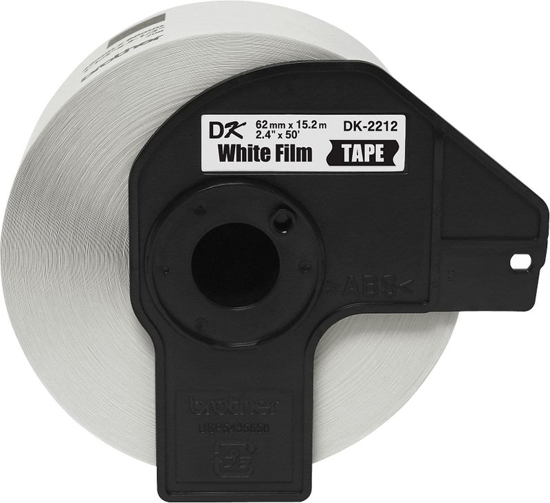 Brother Genuine DK-2212 Continuous Length Black on White Film Tape for Brother QL Label Printers, 2.4" x 50' (62mm x 15.2M), 1 Roll per Box, DK2212,Black/White - Image 2
