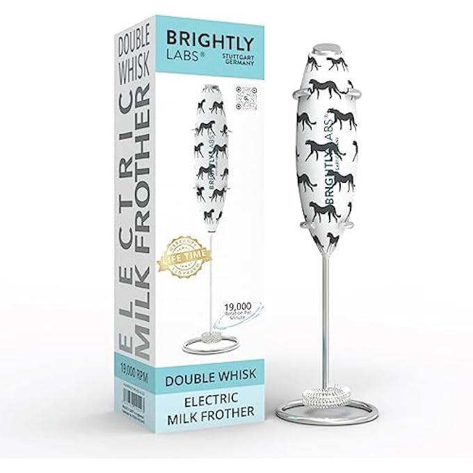 BRIGHTLY LABS Powerful Milk Frother For Coffee With Upgraded Titanium Motor  Handheld Frother Electric Whisk Milk Foamer Mini Mixer  Coffee Blender Frother For Frappe Latte Matcha With Stand - Image 1