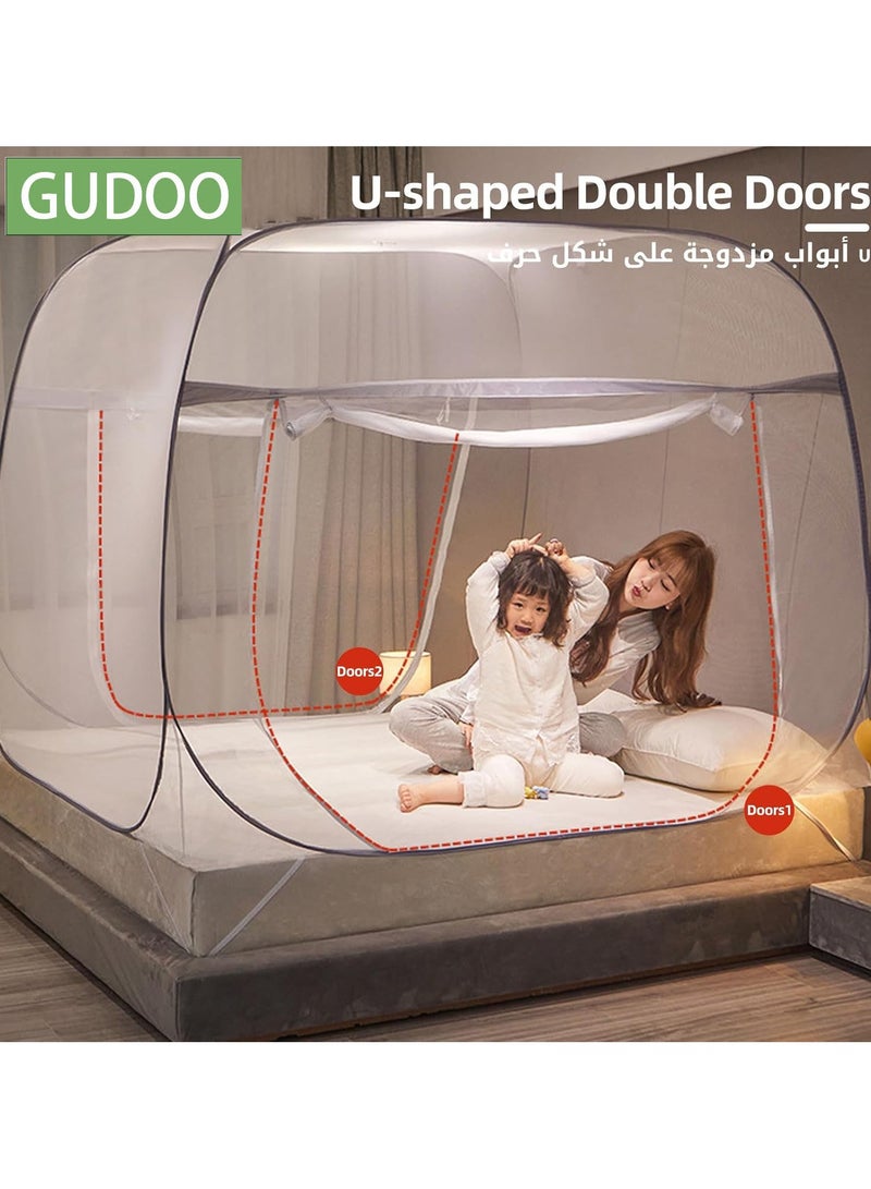 Pop-Up Mosquito Net for Beds  Portable Folding Mosquito Netting Double Door Travel Mosquito Tents with Bottom  Bed Tent Crib Netting Yurt Canopy Nets Free Installation for Baby Adult Bedroom Camping - Image 5