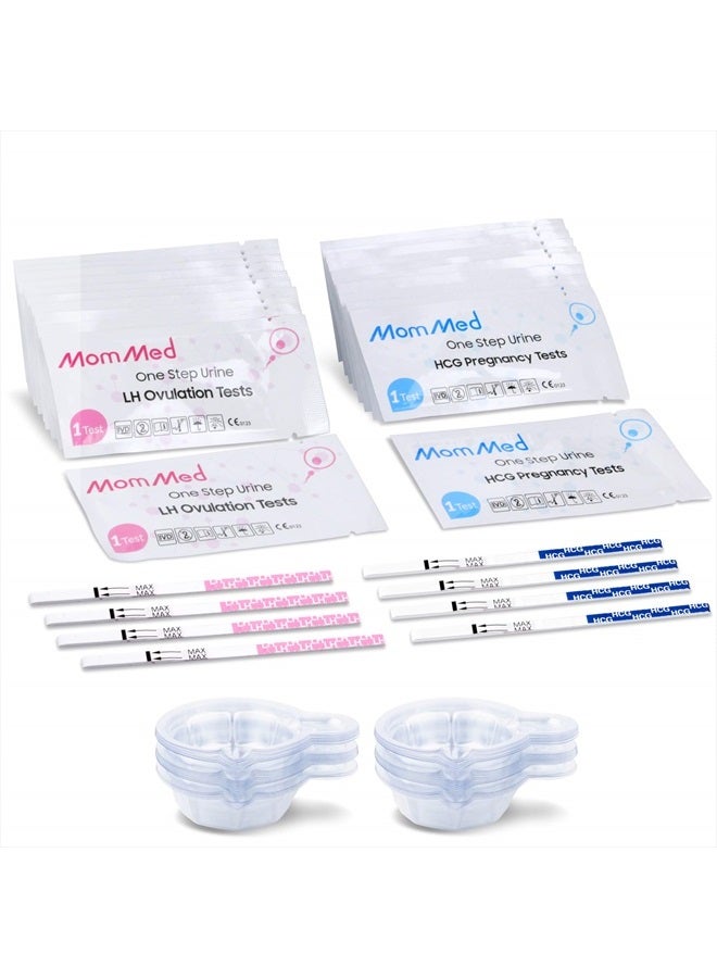 موم ميد مجموعة اختبار التبويض من  (HCG15-LH40)، 15 شريطًا للحمل و40 شريطًا لاختبار التبويض مع 55 كوبًا للبول، اختبار الحمل المبكر الموثوق والسريع - Image 3