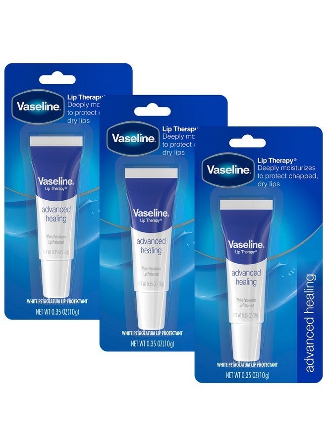 Vaseline Lip Therapy Advanced Healing Lip Balm Tube 3-Pack - White Petroleum Lip Protectant, 0.35 Oz Ea - Image 1