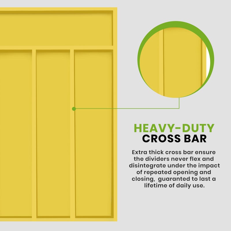 Utopia Kitchen Silverware Organizer, Bamboo Utensil Drawer Organizer for Cutlery, Utensils & Flatware (5 Compartment, Yellow) Pack of 1 - Image 3