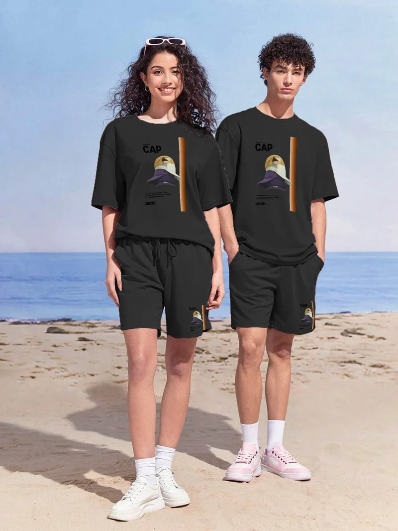 DogFish Lover Couple Combination T-Shirt-Shorts California Printed Oversize Smoke