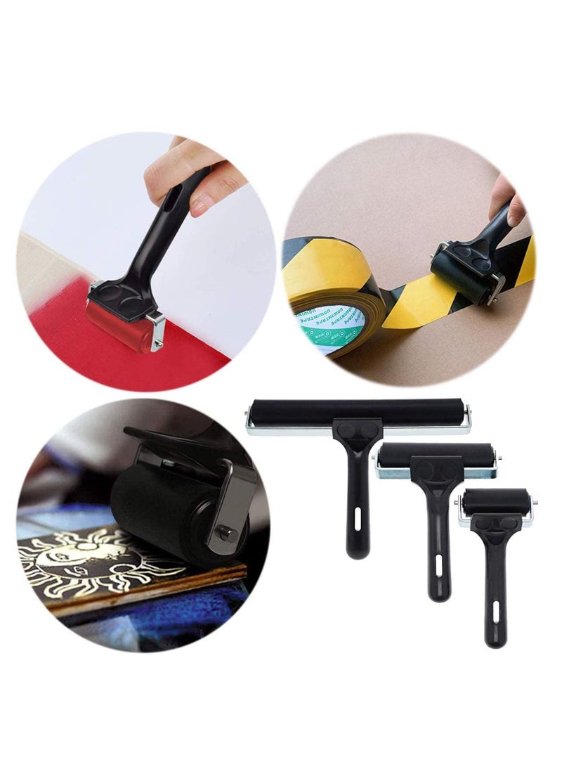 Excefore 3 Pack Printmaking Brayers, Premium Brayer Rollers for Crafting, Hard Rubber Roller Brayers, Vinyl Roller Ink Paint Brush for Wallpapers Stamping Gluing Application (Black) - Image 5