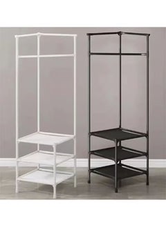 Beauenty Coat Rack Freestanding Closet Organizer with 3 Storage Racks Simple Corner Storage Rack for Entrance Bedroom (Black)  - Image 3
