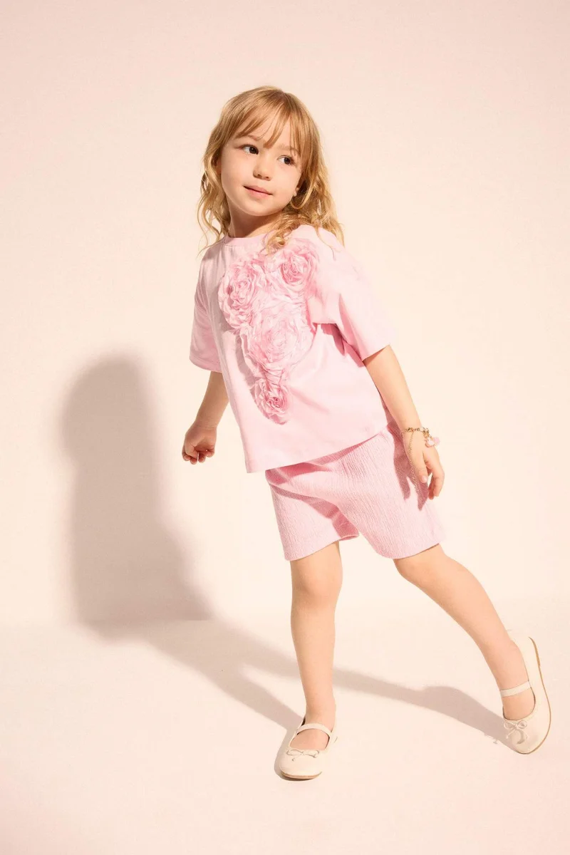 ديفاكتو Baby Girl Paperbag Fit Normal Waist Shorts
