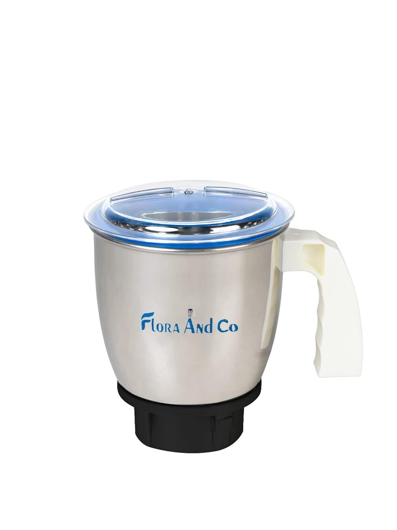 FLORA AND CO وعاء خلاط ستانلس ستيل FLORA AND CO مع قاعدة بلاستيكية سعة 1 لتر شفرات مقاومة للصدأ غطاء شفاف مثالي لطحن التوابل والصلصات والمكونات الجافة - Image 2