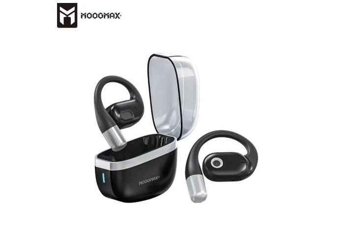 MOOG MAX Moogmax MX-EP46 Wireless Earbuds with Open-Ear Around-the-Ear Design, Charging Case and Listening Time Up to 6 Hours, Bluetooth Earbuds, Sports Earbuds, Mobile Earbuds, Music and Call Earbuds, High Definition Sound Earbuds, Lightweight and Comfortable Earbuds for Daily Use and Travel, Wireless Earbuds, Bluetooth Earbuds, Open-Ear Earbuds, Around-the-Ear Earbuds, Sports Earbuds, Mobile Earbuds, Music Earbuds, Call Earbuds, Earbuds with Charging Case, Comfortable Wireless Earbuds, Earbuds for Daily Use, Mobile Compatible Earbuds, Android Earbuds, iPhone Earbuds, High Definition Sound Earbuds, Lightweight Earbuds, Moogmax Earbuds, 6 Hours Battery Earbuds, Black Earbuds, Practical Earbuds for Travel. - Image 1