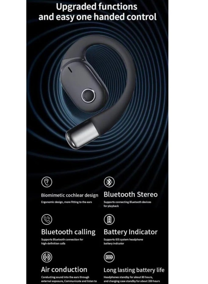 MOOG MAX Moogmax MX-EP46 Wireless Earbuds with Open-Ear Around-the-Ear Design, Charging Case and Listening Time Up to 6 Hours, Bluetooth Earbuds, Sports Earbuds, Mobile Earbuds, Music and Call Earbuds, High Definition Sound Earbuds, Lightweight and Comfortable Earbuds for Daily Use and Travel, Wireless Earbuds, Bluetooth Earbuds, Open-Ear Earbuds, Around-the-Ear Earbuds, Sports Earbuds, Mobile Earbuds, Music Earbuds, Call Earbuds, Earbuds with Charging Case, Comfortable Wireless Earbuds, Earbuds for Daily Use, Mobile Compatible Earbuds, Android Earbuds, iPhone Earbuds, High Definition Sound Earbuds, Lightweight Earbuds, Moogmax Earbuds, 6 Hours Battery Earbuds, Black Earbuds, Practical Earbuds for Travel. - Image 2