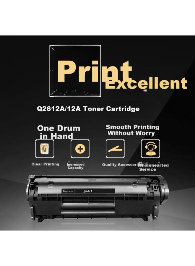 V4Ink Q2612A Toner Cartridge (Integrated Toner Drum) Black Twin Pack (Hp 1020 Toner Cartridge Hp 12A M1005 1022 Canon Lbp2900 3000) Print Yield: 6000 Pages - Image 2
