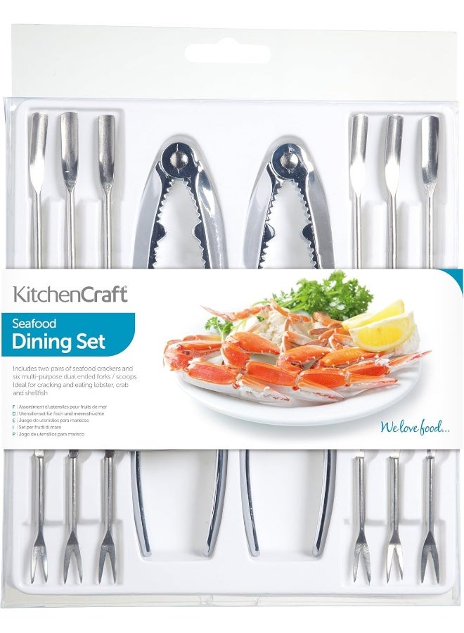 KitchenCraft Stainless Steel Seafood Dining Set, Silver, 11-Piece - Image 1