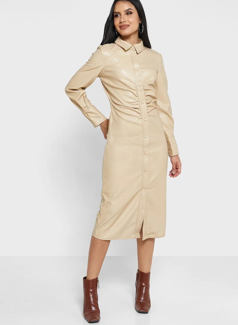 ONLY Pleat Detail Button Down Dress