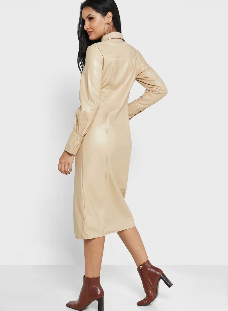 ONLY Pleat Detail Button Down Dress