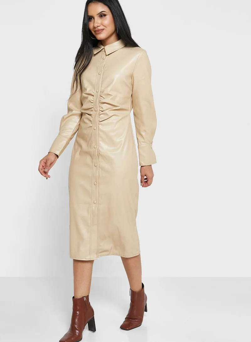 ONLY Pleat Detail Button Down Dress