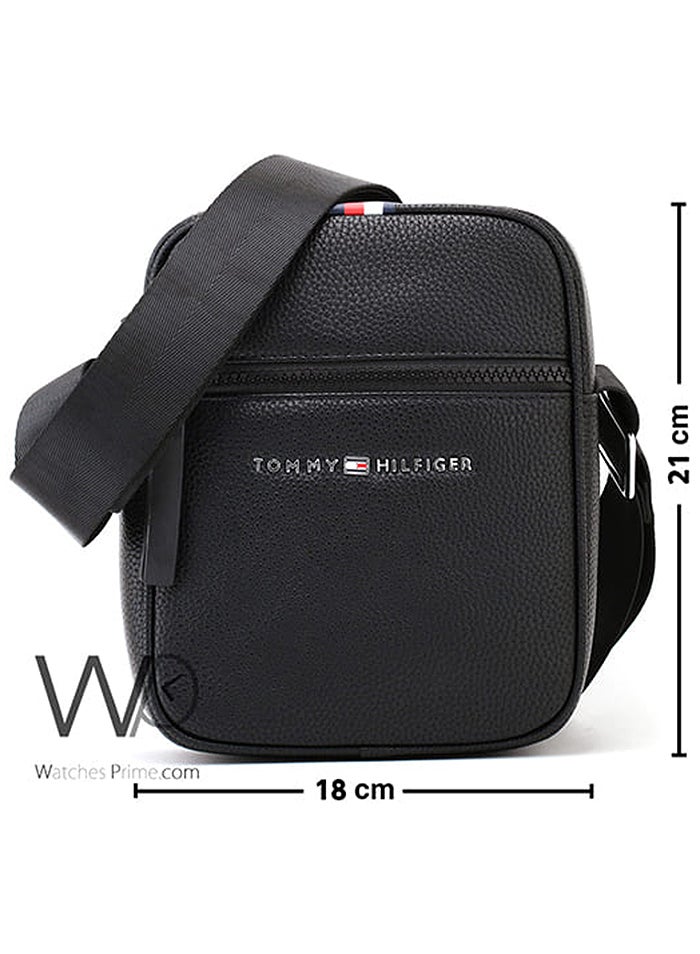 Tommy Hilfiger Denim Tommy Hilfiger Messenger Bag Black Leather - Image 3
