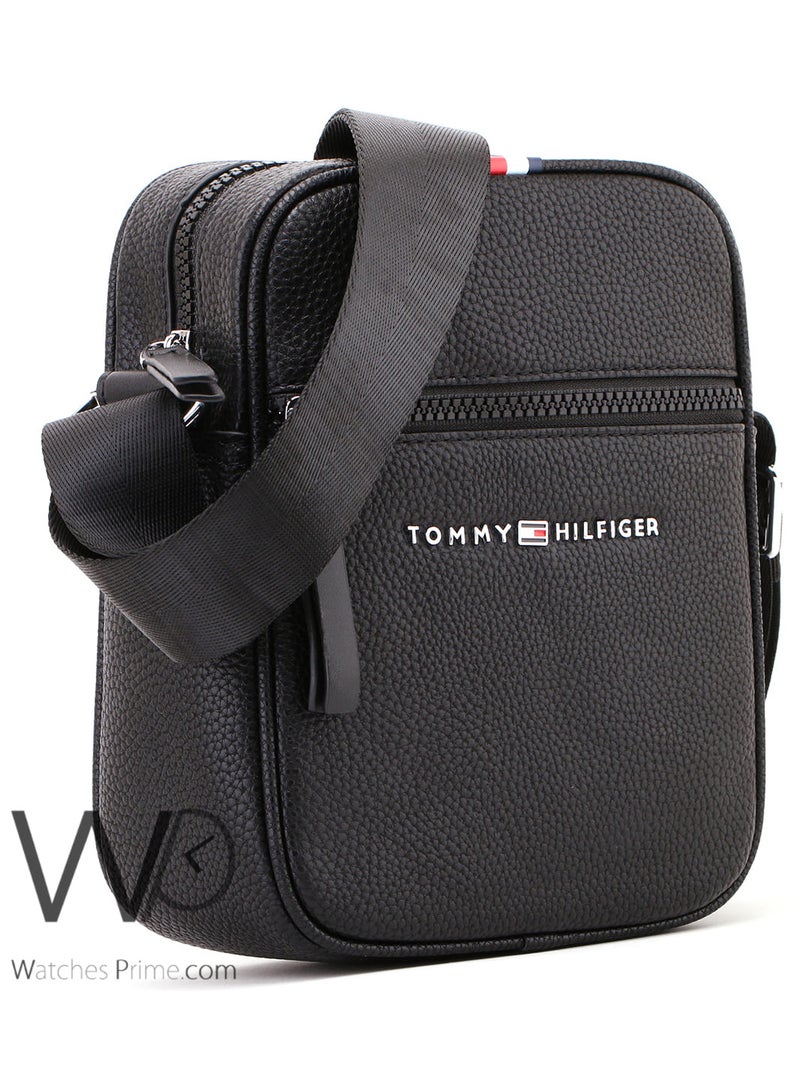 Tommy Hilfiger Denim Tommy Hilfiger Messenger Bag Black Leather - Image 5