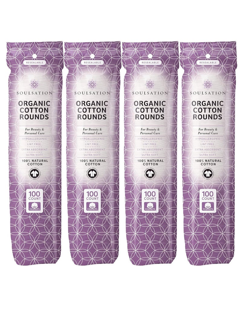 SOULSATION Organic Cotton Rounds, 400 Count - Makeup Remover Pads for Face, Lint-Free  - Image 1