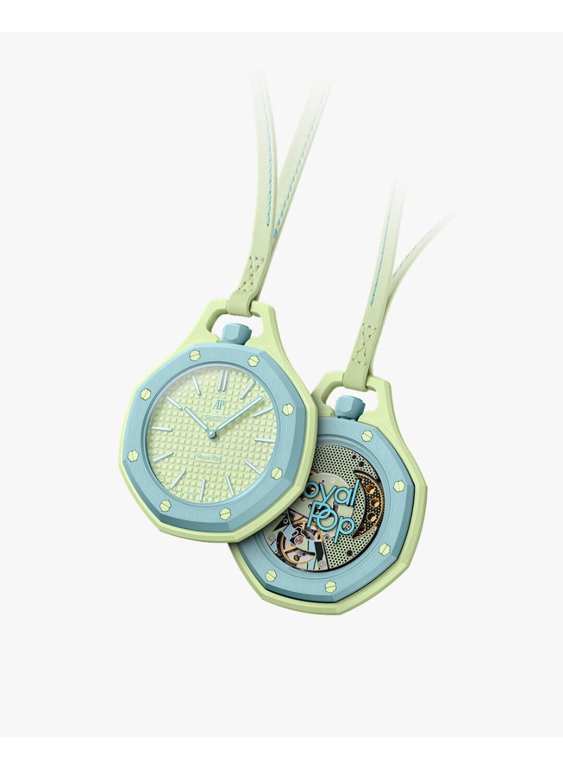 Royal Pop Pocket Watch - Modern Colorful Design - Fashionable Chain Pocket Watch for Men & Women - Blue