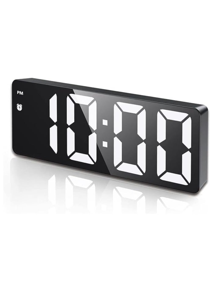 Hihonor Digital Alarm Clock,Mirror Surface LED Electronic Clocks,Suitable For Deep Sleep Home Office Bedroom Clock (Black) - Image 1