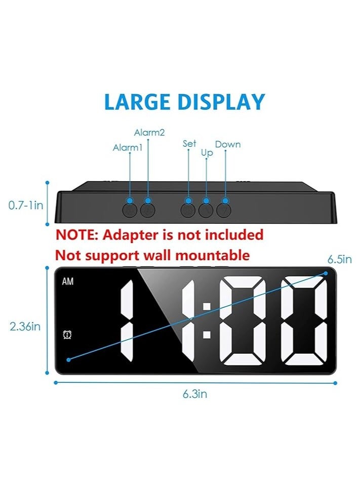 Hihonor Digital Alarm Clock,Mirror Surface LED Electronic Clocks,Suitable For Deep Sleep Home Office Bedroom Clock (Black) - Image 5
