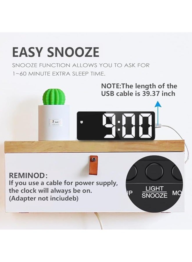 Hihonor Digital Alarm Clock,Mirror Surface LED Electronic Clocks,Suitable For Deep Sleep Home Office Bedroom Clock (Black) - Image 3