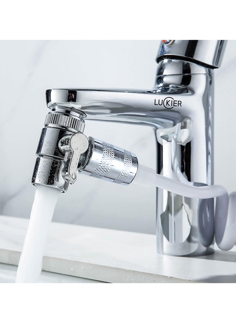 LUCKIER Stainless steel portable travel Shattaf portable bidet faucet, boosted water flow Shatafa kit, 3m hose, 2 types of bases, adapter kit. Suitable for home/hotel/camping/female/baby care - Image 4