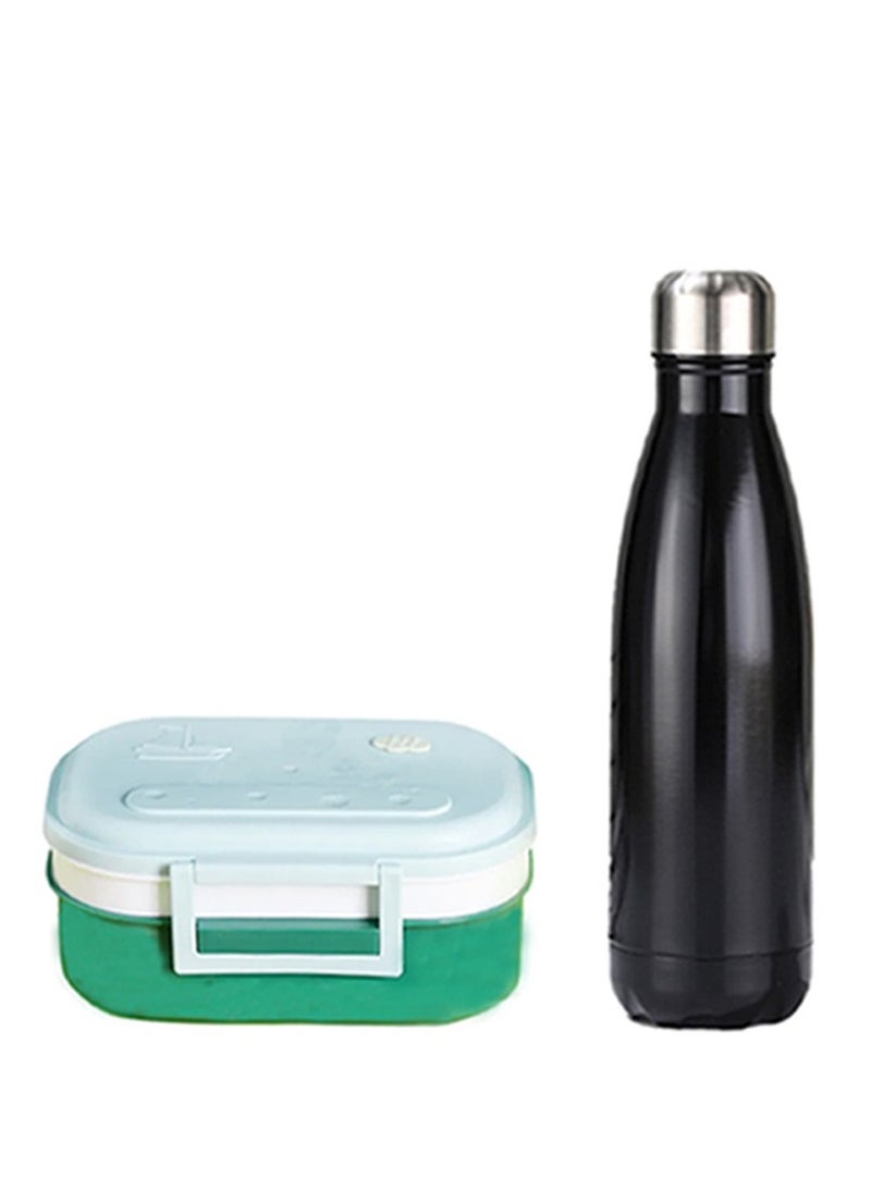 ستار بيبيز مجموعات ستار بيبيز BTS - زجاجة مياه معزولة بتفريغ الهواء من الفولاذ المقاوم للصدأ بطبقة مزدوجة، زجاجة على شكل كولا تحافظ على 12 ساعة باردة وساخنة، قارورة رياضية معدنية مقاومة للتسرب قابلة لإعادة الاستخدام 500 مل، صندوق غداء مزدوج الطبقات خالي من مادة BPA - عبوة من قطعتين - متعددة الألوان - Image 1