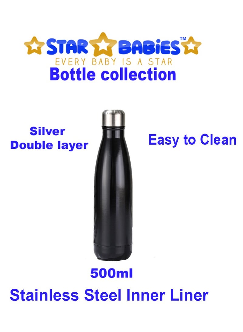 ستار بيبيز مجموعات ستار بيبيز BTS - زجاجة مياه معزولة بتفريغ الهواء من الفولاذ المقاوم للصدأ بطبقة مزدوجة، زجاجة على شكل كولا تحافظ على 12 ساعة باردة وساخنة، قارورة رياضية معدنية مقاومة للتسرب قابلة لإعادة الاستخدام 500 مل، صندوق غداء مزدوج الطبقات خالي من مادة BPA - عبوة من قطعتين - متعددة الألوان - Image 4