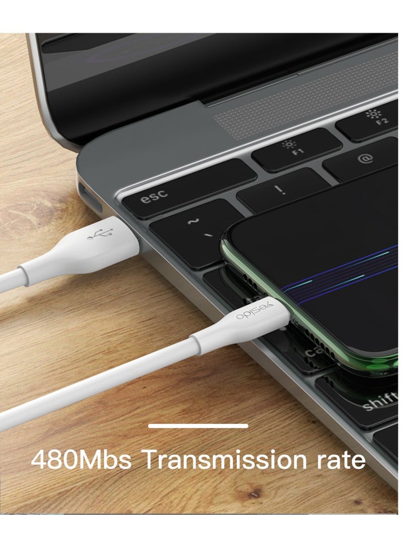 Yesido - CA72 Support QC3.0 1.2M Fast 5A USB To Type-C Transmission Data Phone Charging Data Cable White - Image 1