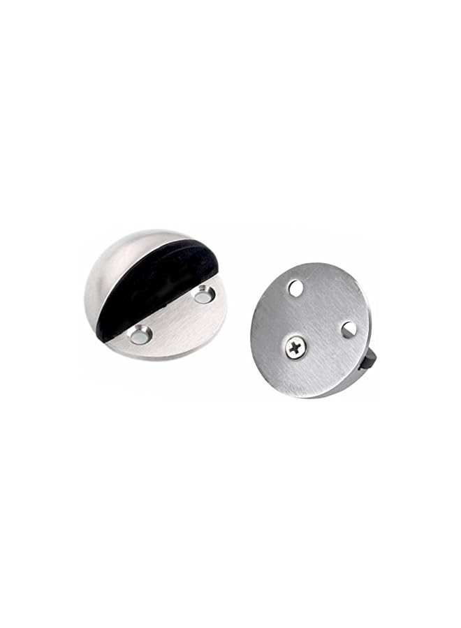 PROMASS promass Floor Door Stoppers - Stainless Steel Safety Door Stopper with Rubber Bumper, Floor Mounted Doorstop with Hardware Screws and 3M Adhesive, Heavy Duty Brushed Finish Door Stop (2)  - Image 5