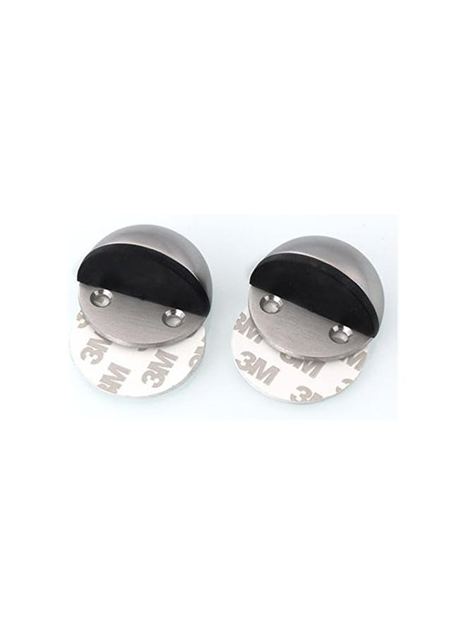 PROMASS promass Floor Door Stoppers - Stainless Steel Safety Door Stopper with Rubber Bumper, Floor Mounted Doorstop with Hardware Screws and 3M Adhesive, Heavy Duty Brushed Finish Door Stop (2)  - Image 2