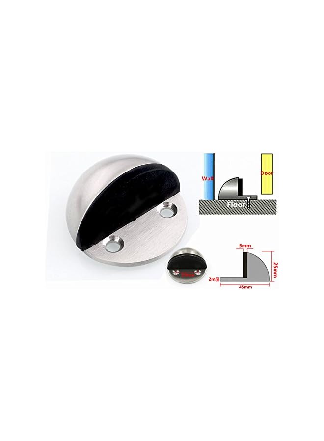 PROMASS promass Floor Door Stoppers - Stainless Steel Safety Door Stopper with Rubber Bumper, Floor Mounted Doorstop with Hardware Screws and 3M Adhesive, Heavy Duty Brushed Finish Door Stop (2)  - Image 3