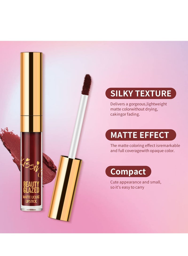 Excefore Matte Liquid Lipstick Set, 6PCS Excellent Long Lasting & Waterproof Sweatproof Summer Proof Lip Gloss, Beauty Cosmetics Makeup Set, Lightweight Professional Moisturizing Makeup Lips Gift Kit - Image 5