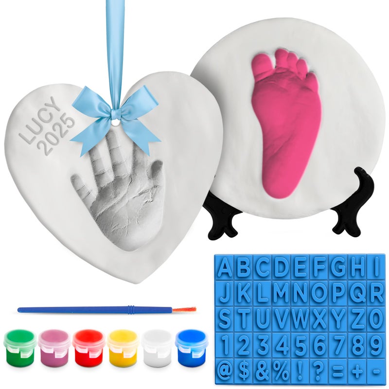 Casting Keepsakes Luna Bean Baby Hand Footprint Kit New Mom Gifts Keepsake Ornament Registry Gifts for Parents Newborn Babies Shower Casting Clay Molding Boy Girl Plaster Print Making Set