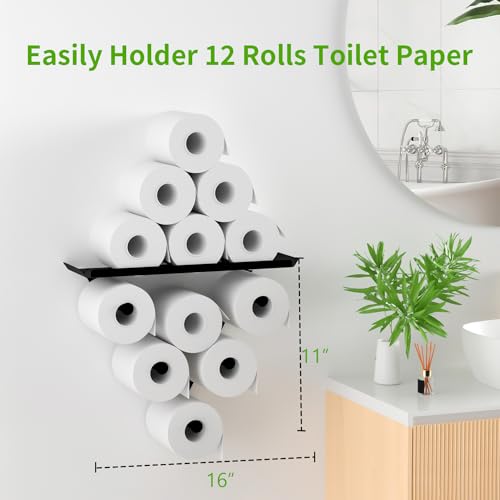 MAYZOLOP Toilet Paper Holder Rack Funny Wall Mount Toilet Paper Storage for Extra 12 Rolls Metal Wall Art Sculpture Bathroom Decor Tissue Holder Shelf - Image 3