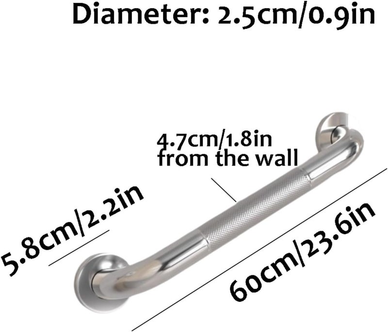 Stainless Steel Bathroom Handle with Concealed Screws Heavy Duty Handicap Grab Bars for Bathroom for Seniors Elderly(60cm) - Image 2