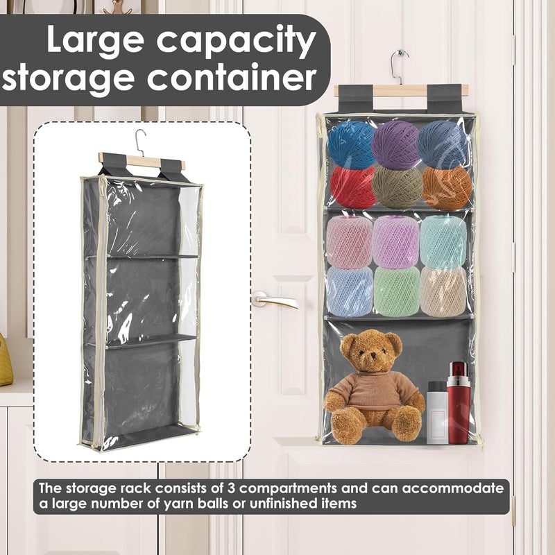 windforgecraft Hanging Yarn Storage Yarn Storage Knitting Organizer Storage Large Capacity Knitting Organizer Storage Clear Knitting Organizer Storage for Knitting Needles Crochet Hooks (Gray) - Image 2