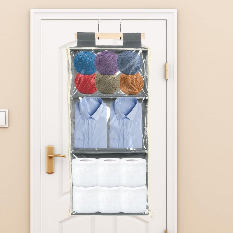 windforgecraft Hanging Yarn Storage Yarn Storage Knitting Organizer Storage Large Capacity Knitting Organizer Storage Clear Knitting Organizer Storage for Knitting Needles Crochet Hooks (Gray) - Image 1