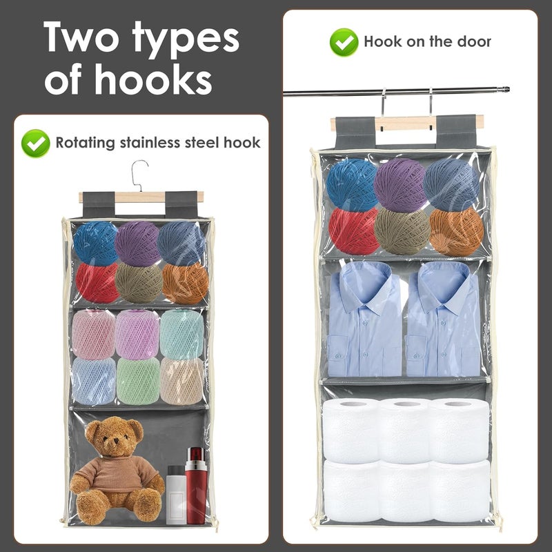 windforgecraft Hanging Yarn Storage Yarn Storage Knitting Organizer Storage Large Capacity Knitting Organizer Storage Clear Knitting Organizer Storage for Knitting Needles Crochet Hooks (Gray) - Image 4