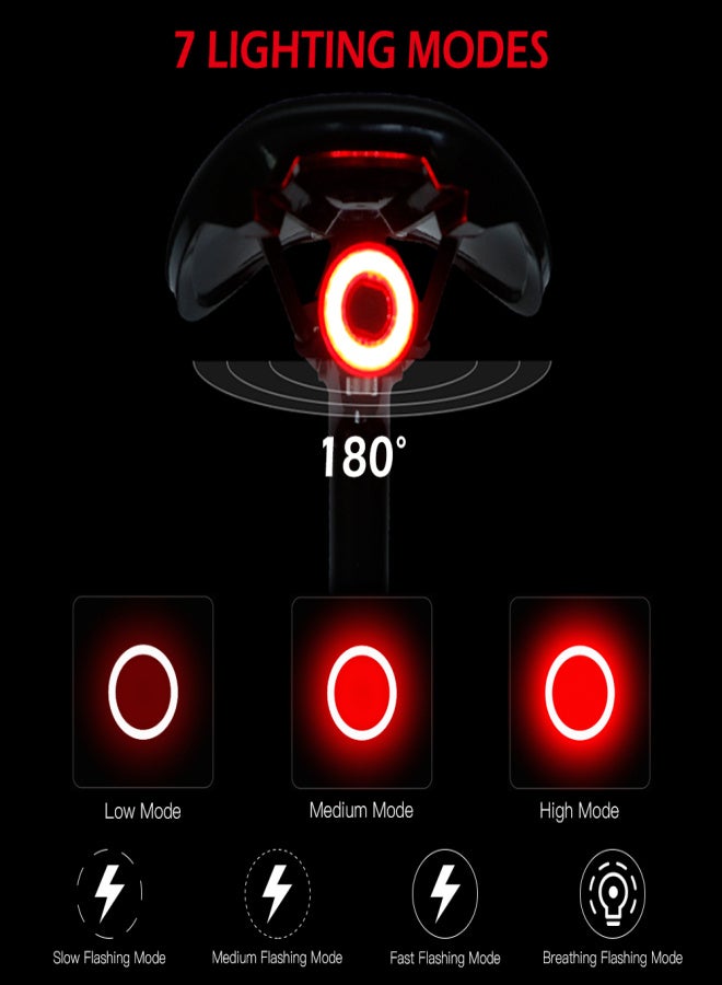 MEROCA Smart Bike Tail Light Back Brake Light Waterproof USB Rechargeable Safety Taillight Rear Bicycle Flashlight - Image 2