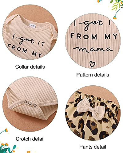 DISAUR Baby Girls' Clothing Long Sleeve Apricot Ruffle Romper Leopard Pants Infant Girl Clothes 3 Months 6 Months - Image 5