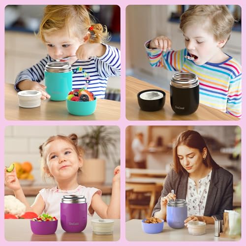 DaCool Insulated Food Jar Food Thermo Insulated Lunch Container 16 oz Vacuum Stainless Steel Kids Thermo for Hot Cold Food for Kids Adult with Spoon Leak Proof for School Office Travel, Purple - Image 5