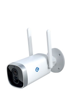Wireless Outdoor Camera With Solar Panel Works With The Google Assistant/Alexa , Surveillance Camera, Future of Security - White