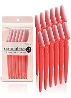 Dermaplaning Tool Face Razor For Women ; Eyebrow Razor & Face Shaver For Women ; Facial Hair Removal For Women ; Facial Razors For Women ; Dermaplane Razor For Women Face 12 Pc (Neon Orange)